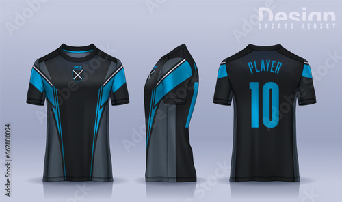 t-shirt sport design template, Soccer jersey mockup for football club. uniform front and back view.	