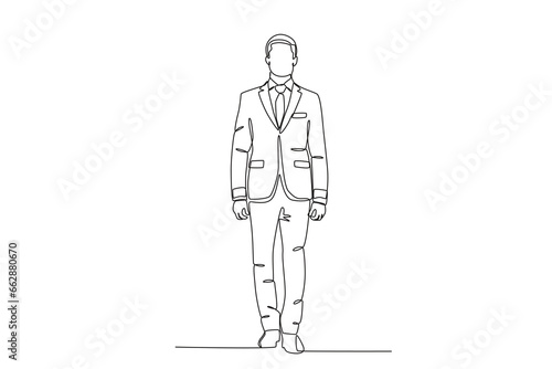 A man with a formal style. Tuxedo one-line drawing