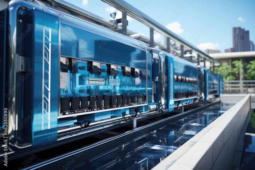 Fototapeta premium An energy-efficient desalination technology, addressing global water scarcity challenges. Generative Ai.