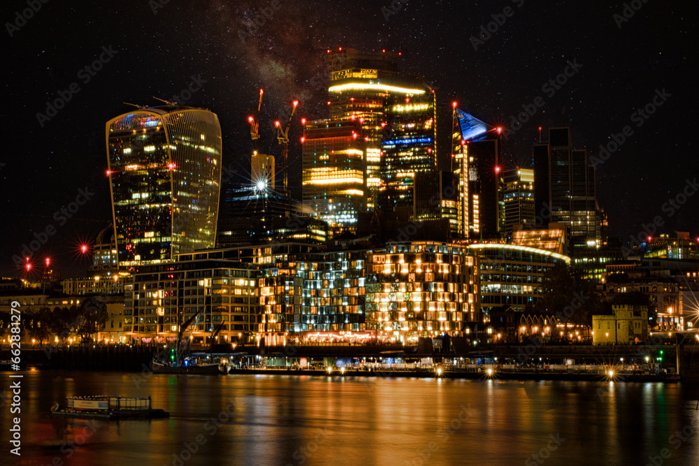 city skyline at night