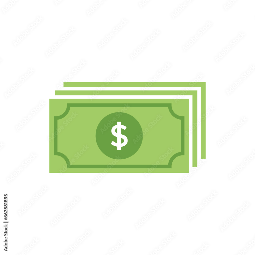 Money banknotes vector icon, Bill money isolated on white background, Money dollar business concept, vector illustration Money banknotes vector icon, Bill money isolated on white background, Money dollar business concept, vector illustration