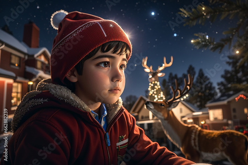 child at christmas, dreaming of santa claus