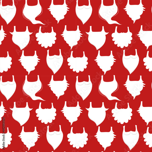 Santa Claus white beard seamless pattern. Kinds of Santa beard vector pattern