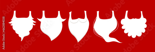 Set of Santa Claus kinds of beard. Vector flat style Santa Claus beard kit
