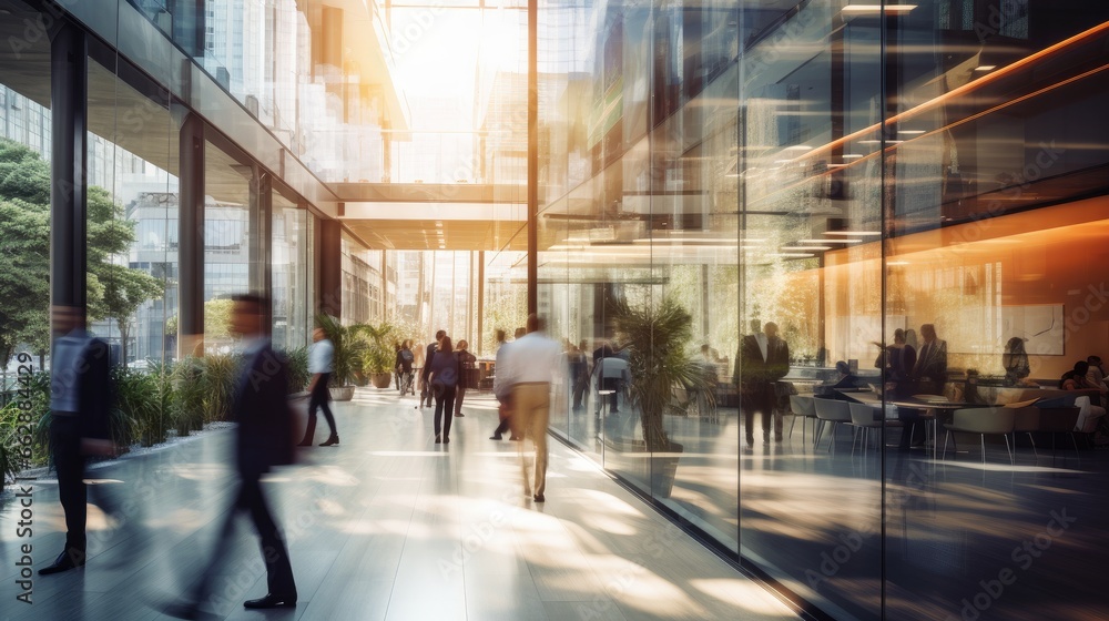 Blurred business space with employees Blurred business space with employees