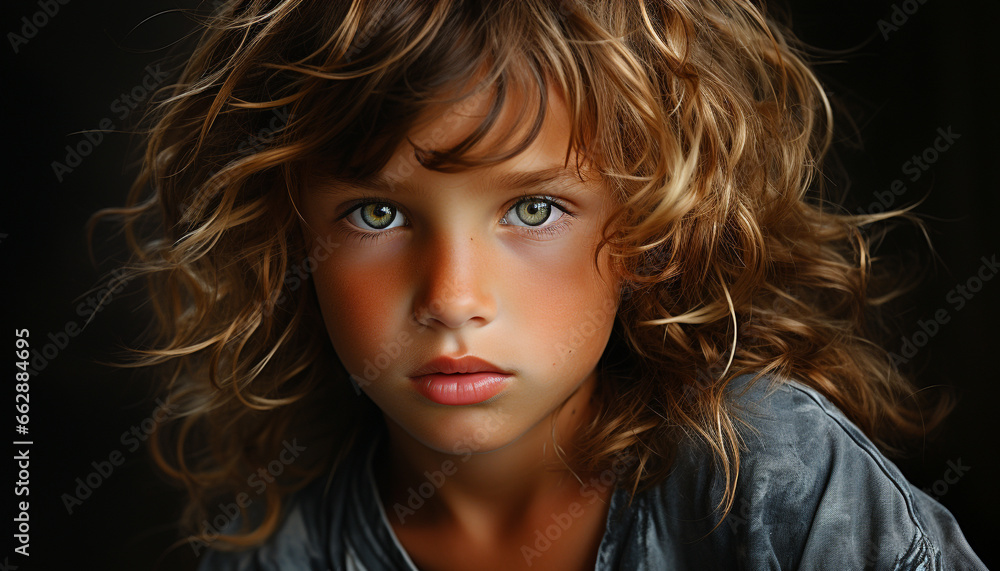 Portrait of a cute Caucasian child looking at the camera generated by AI Portrait of a cute Caucasian child looking at the camera generated by AI