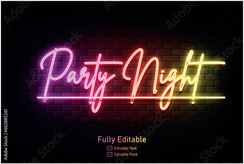 Neon effect for edible text neon style effect logo and night club logo and night party poste Vector neon 