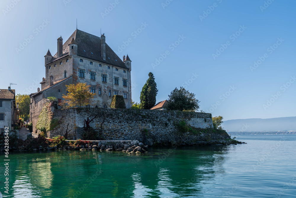 The Yvoire castle, on the banks of Lake Geneva, in Haute Savoie, France