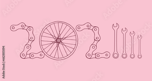 Bicycle New Year 2024 pink background