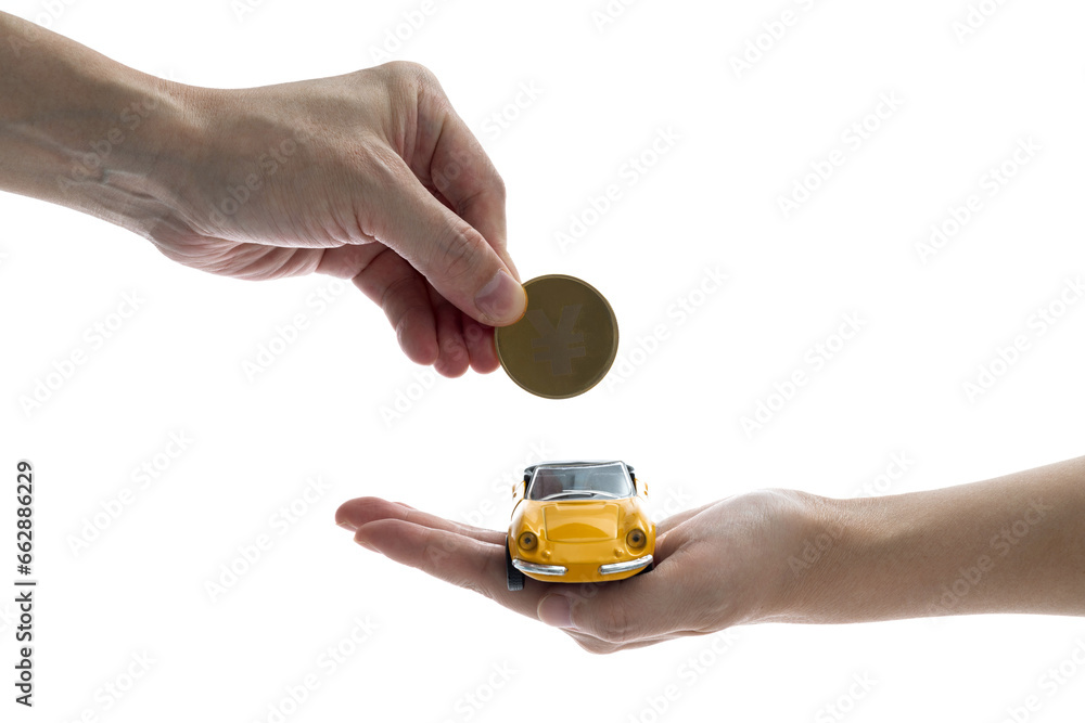 Money change car on white background Money change car on white background
