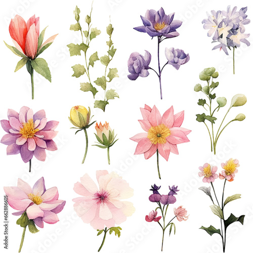 Flower style watercolor painting 