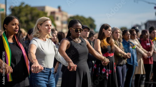 Females activists during demonstration for women's rights © MP Studio
