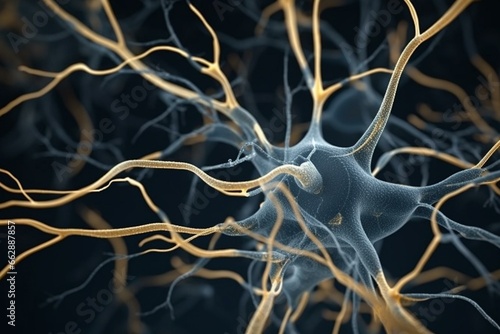 Medical model of nerve cells. Generative AI