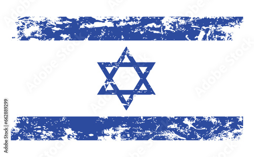 Israeli flag background. Heavy grunge and scratched effect. Patriotic concept.