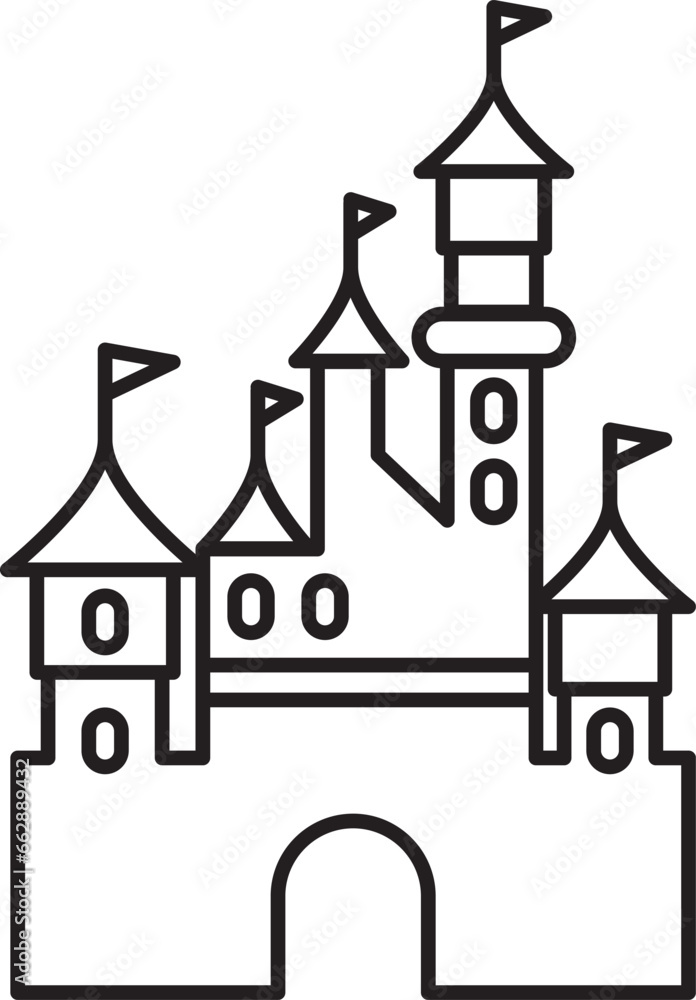 Simple black flat outline drawing of the German historical landmark monument of the NEUSCHWANSTEIN CASTLE, SCHWANGAU Simple black flat outline drawing of the German historical landmark monument of the NEUSCHWANSTEIN CASTLE, SCHWANGAU