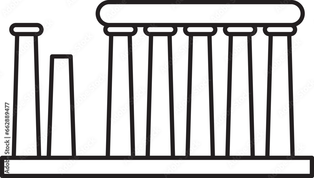 Simple black flat outline drawing of the Greek historical landmark monument of the TEMPLE OF APOLLO, PHOCIS Simple black flat outline drawing of the Greek historical landmark monument of the TEMPLE OF APOLLO, PHOCIS