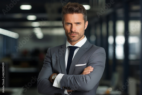 Confident businessman standing arms crossed in office  © alisaaa