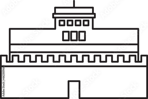 Simple black flat outline drawing of the Italian historical landmark monument of the CASTEL SANT'ANGELO (MAUSOLEUM OF HADRIAN), ROME