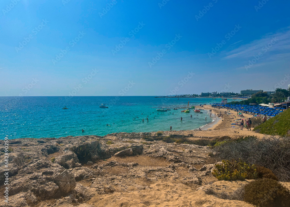Landscape with the rocky beach from the Ayia Napa resort - Cyprus