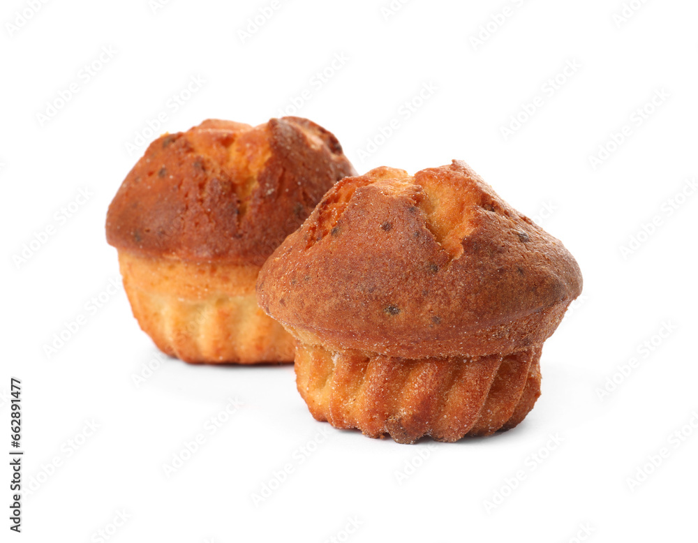 Tasty muffins isolated on white. Fresh pastries Tasty muffins isolated on white. Fresh pastries