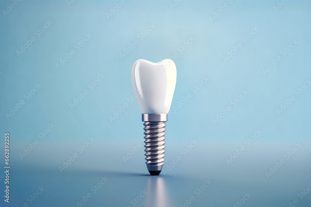3d dental implant on a blue background. Dentist. Teeth. Human health. 3d dental implant on a blue background. Dentist. Teeth. Human health.