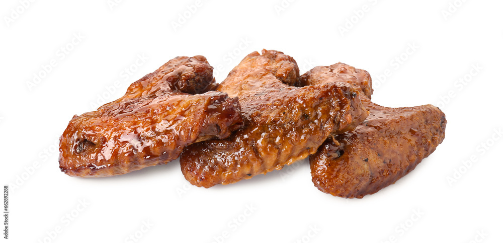 Chicken wings glazed with soy sauce isolated on white