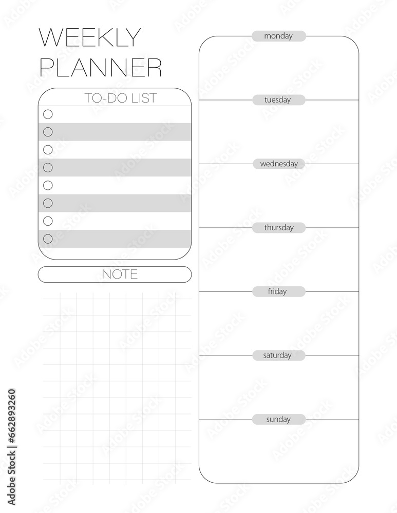 weekly planner page, to-do list, note printable LETTER SIZE 300dpi weekly planner page, to-do list, note printable LETTER SIZE 300dpi