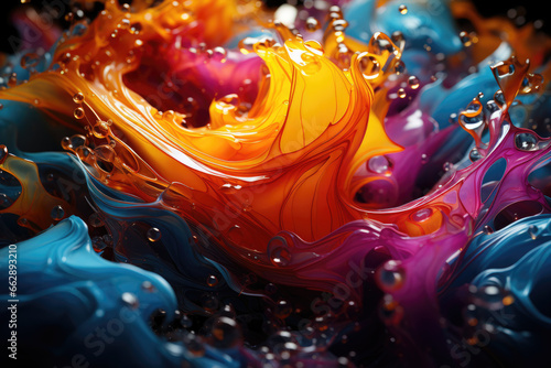 A swirl of vibrant colors blending and dancing together, evoking a sense of chaos and creativity. Concept of artistic expression. Generative Ai.
