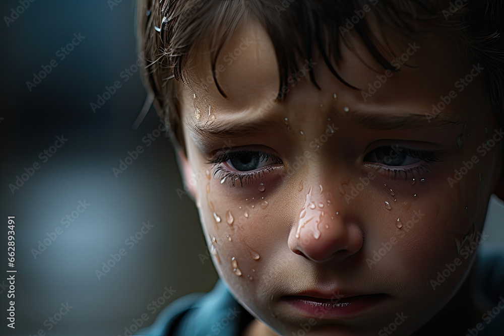  little boy sadly, tears on the cheeks