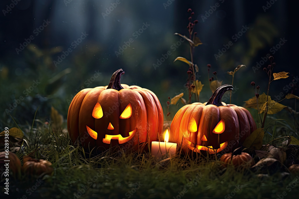 A Glowing Pumpkin Adorned with Candles A Glowing Pumpkin Adorned with Candles