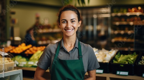 Female supermarket worker photo