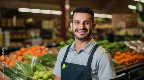 Male supermarket worker