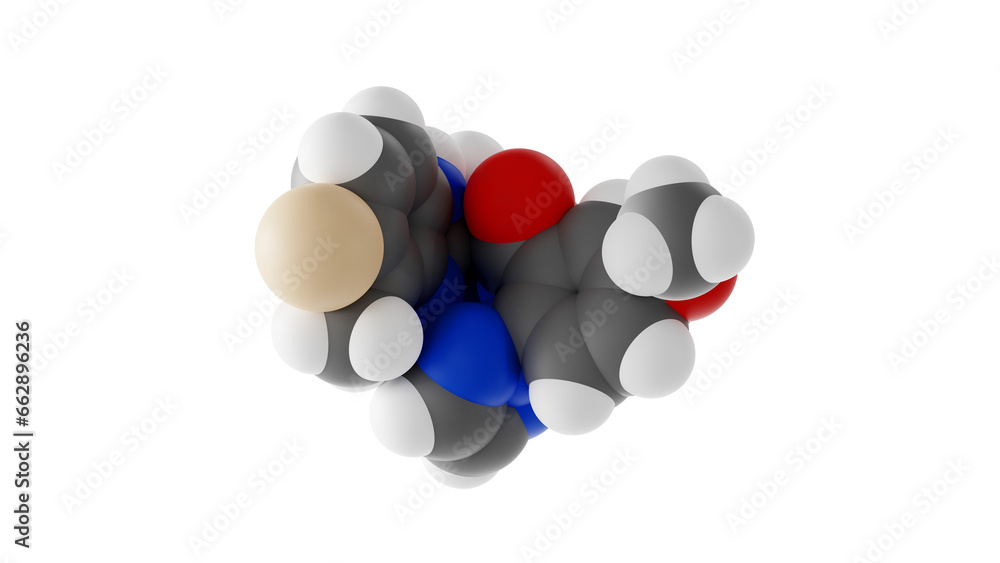 daridorexant molecule, quviviq, molecular structure, isolated 3d model van der Waals daridorexant molecule, quviviq, molecular structure, isolated 3d model van der Waals