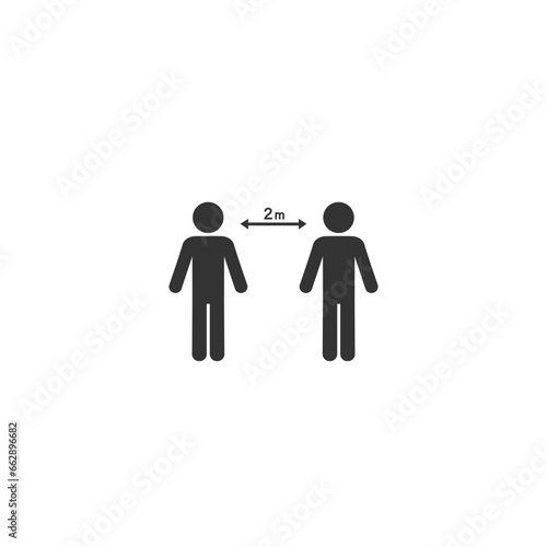 Keep distance icon. Coronovirus epidemic protective equipment. Preventive measures. Steps to protect yourself. Keep the 1 meter distance. Vector illustration