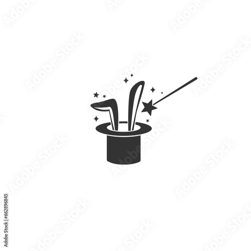 Magic wand and hat isolated on white background