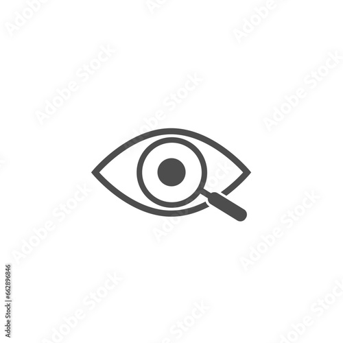 Magnifier with eye outline icon set. Find icon, investigate concept symbol. Eye with magnifying glass. Appearance, aspect, look, view, creative vision icon for web and mobile – stock vector