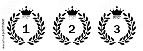 Best, rating, crown or laurel vector icon. Awards