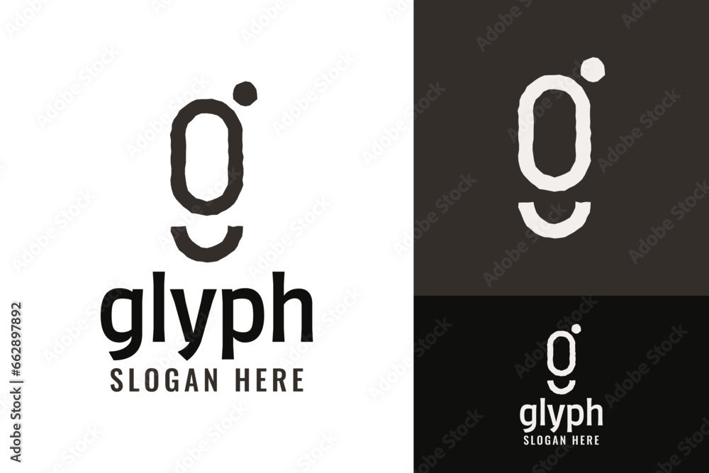 Abstract Unique Initial G Font Glyph with Dot Ear Monogram Logo Design Branding Template Abstract Unique Initial G Font Glyph with Dot Ear Monogram Logo Design Branding Template
