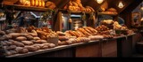 Bread on display in a Christmas market in Stockholm With copyspace for text