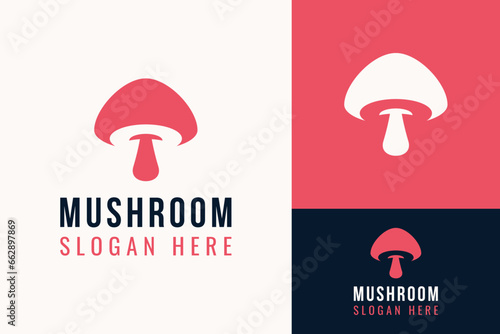 Creative Simple Modern Mushroom Fungi Flat Logo Design Branding Template
