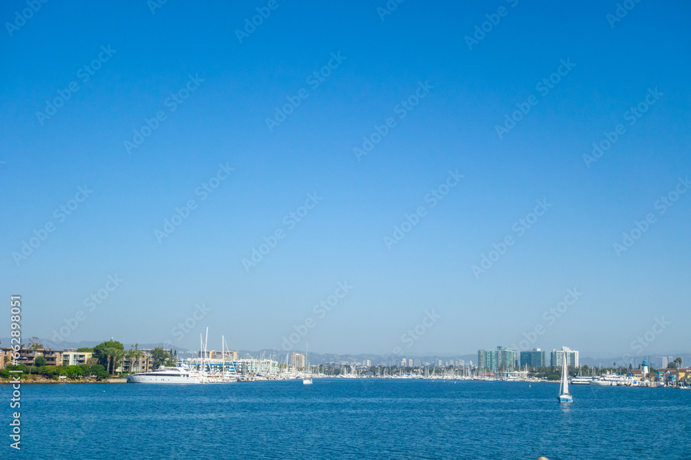 Morning views of the entrance to the Marina Del Rey Marina in Los Angeles, California