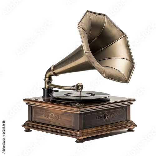 Vintage 1910s style gramophone cutout on a transparent background.