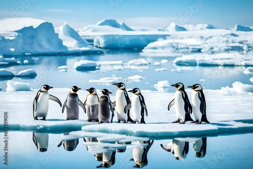penguins in polar regions 4k HD quality photo. 