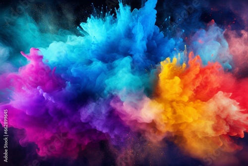 Colorful powder explosion background. Generative AI