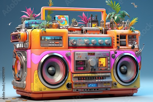 boombox on top of a colorful background