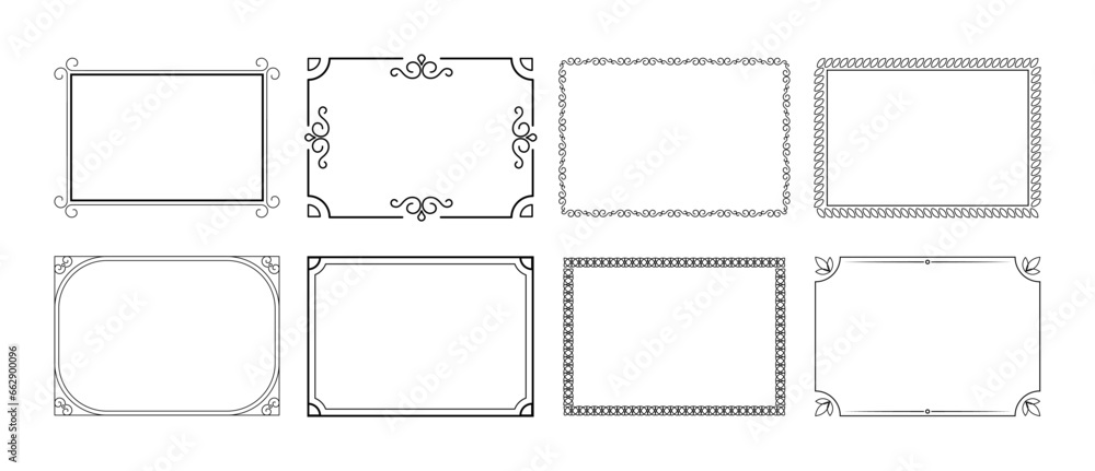 Rectangular calligraphic frames set in black colour