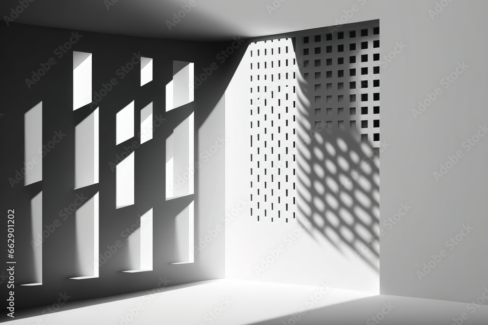 Naklejka premium Background with windows' shadows and abstract lighting, wallpaper. Generative AI