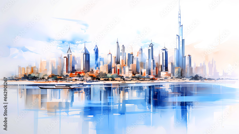 Obraz premium Illustration of the beautiful city of Dubai. United Arab Emirates