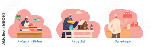 Isolated Elements With Professional Pastry Chef Creating Exquisite Desserts, Blending Creativity With Precision