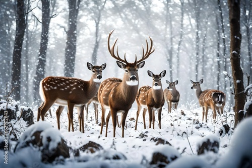 deer in the snow © AI artistic beauty